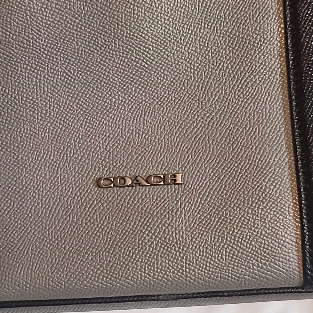Coach Leather Briefcase In Grey And Black